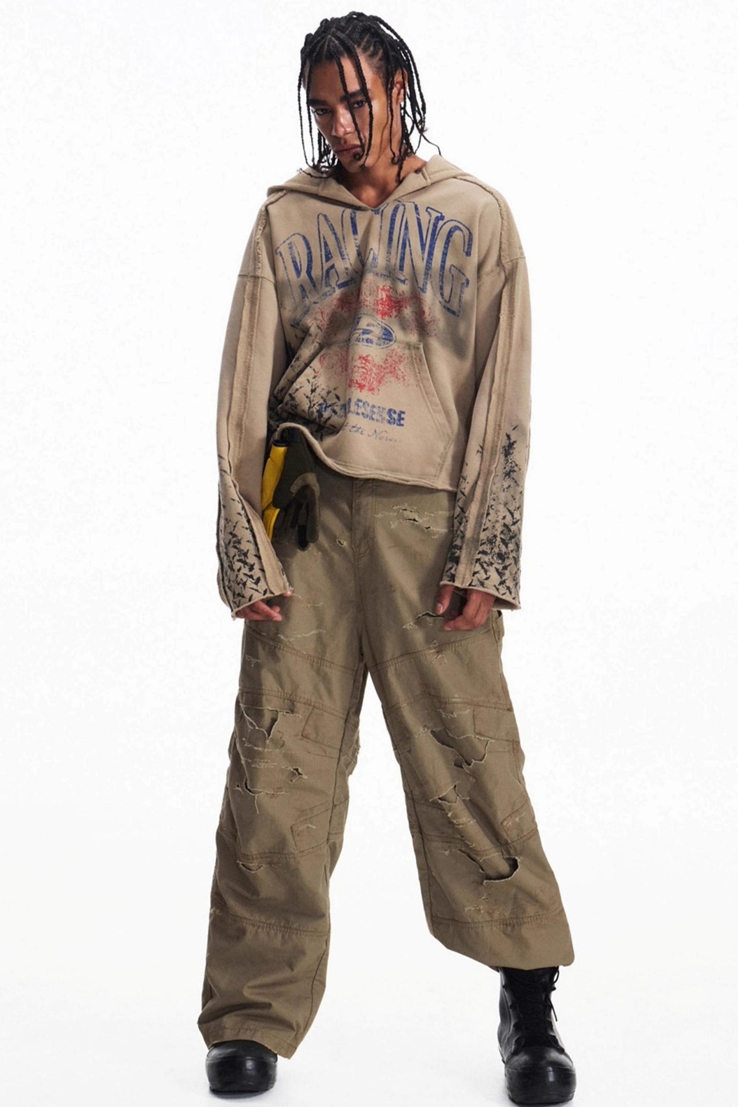 Vintage Racing Print Hooded Sweatshirt