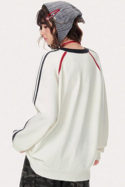 Contrasting V-Neck Sweater