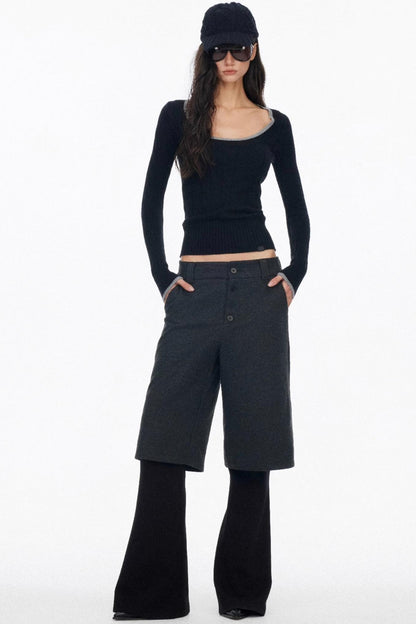 Layered Draped Bootcut Pants