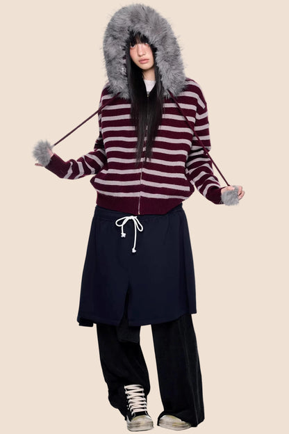 Patchwork Faux Two-Piece Skirt