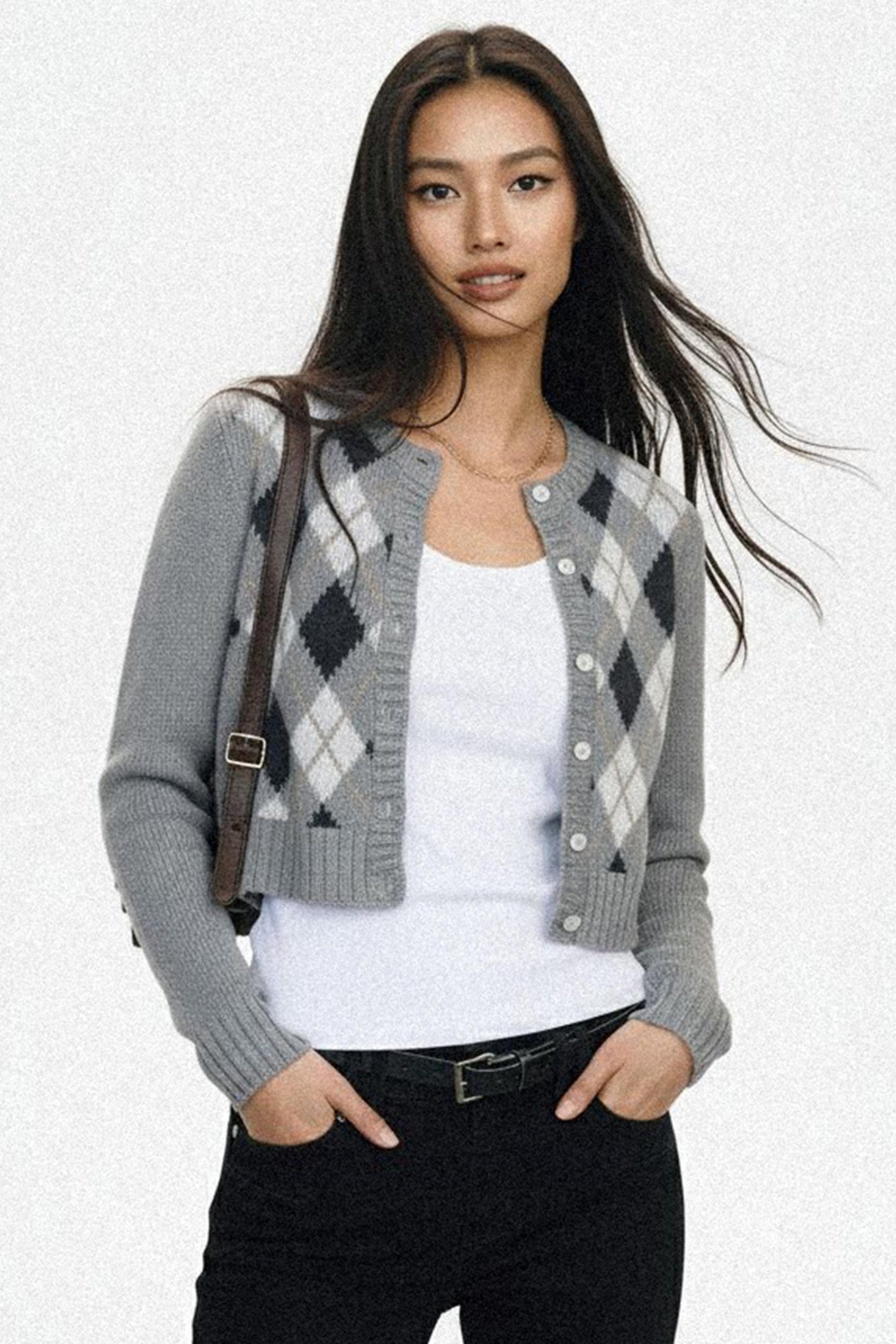 Contrasting Plaid Short Cardigan