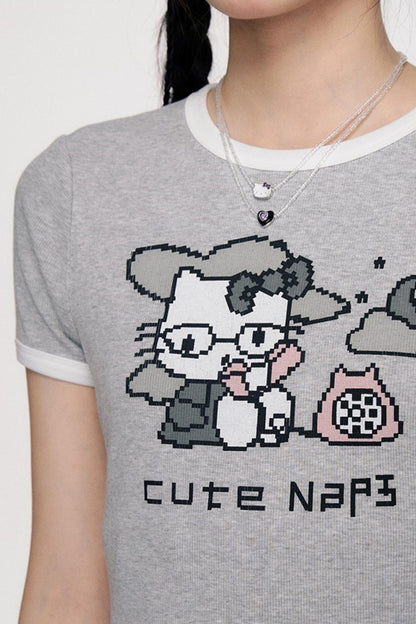 Original Cartoon Print Crop Top