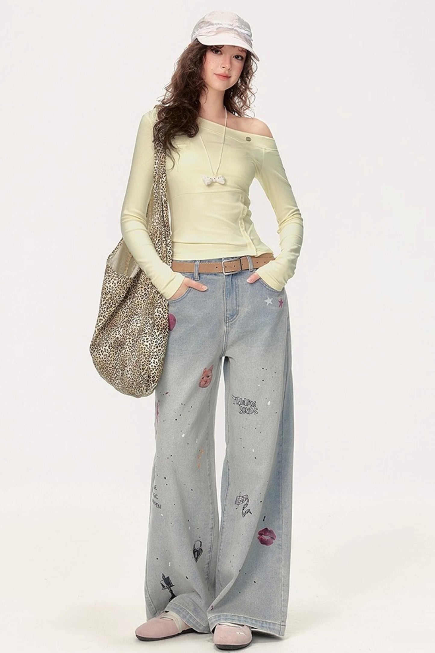 Luxury Straight Denim Wide-Leg Pants