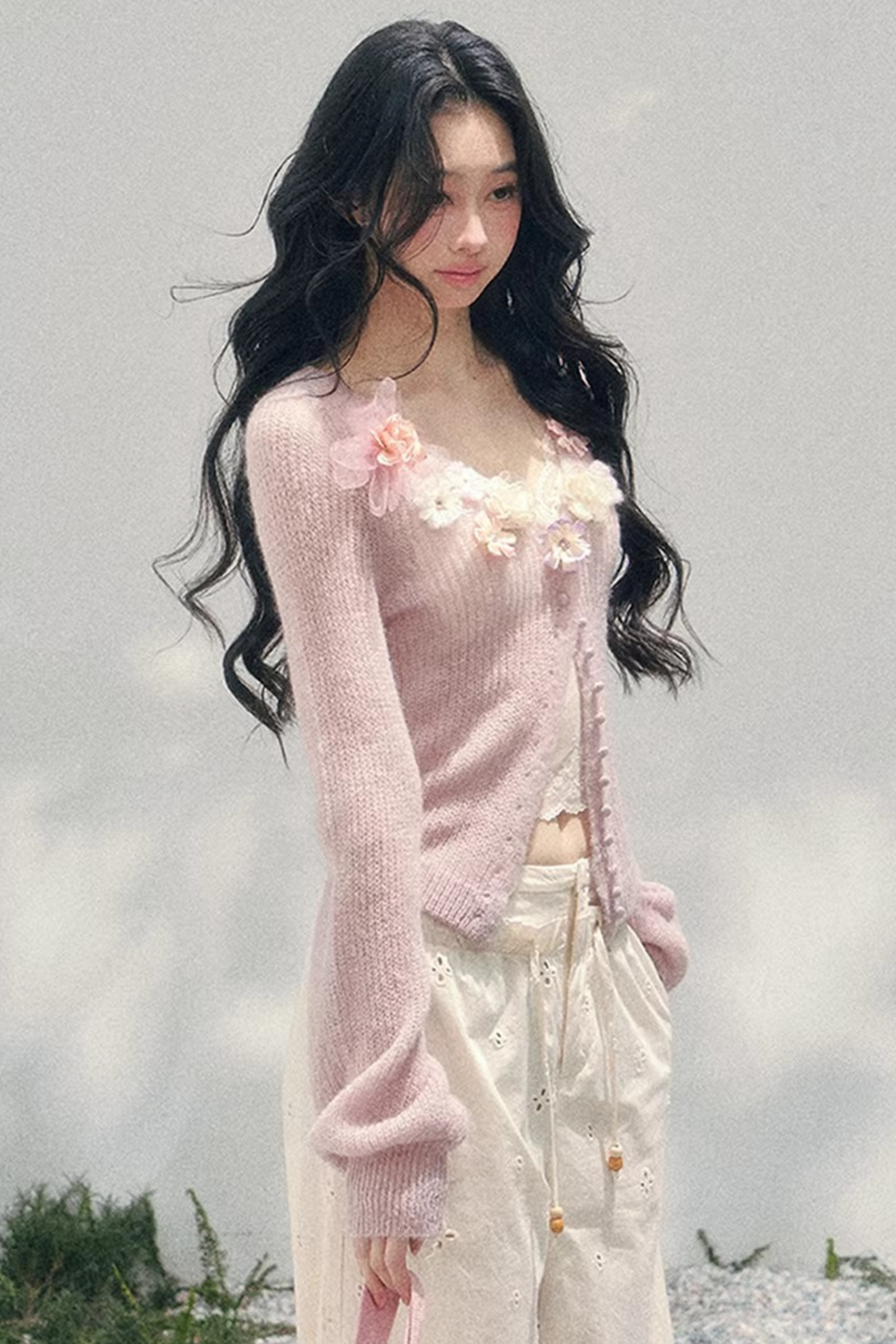 Spring Soft Breeze Floral Sweater Set-Up