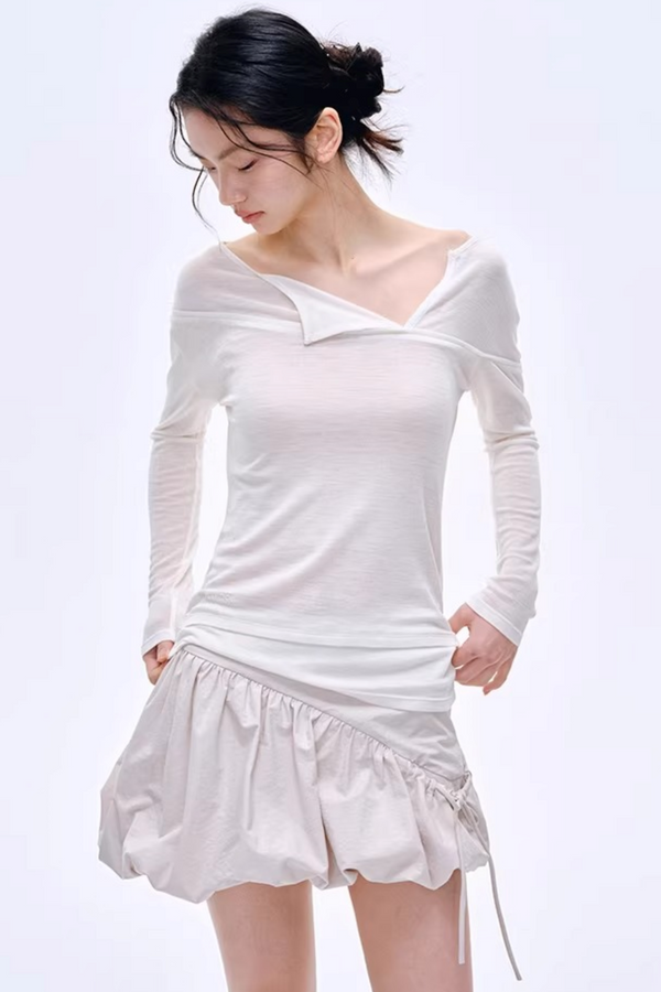 Blusa asimétrica de mezcla de lana