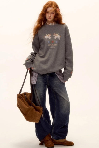 Suede Patchwork Denim Pants