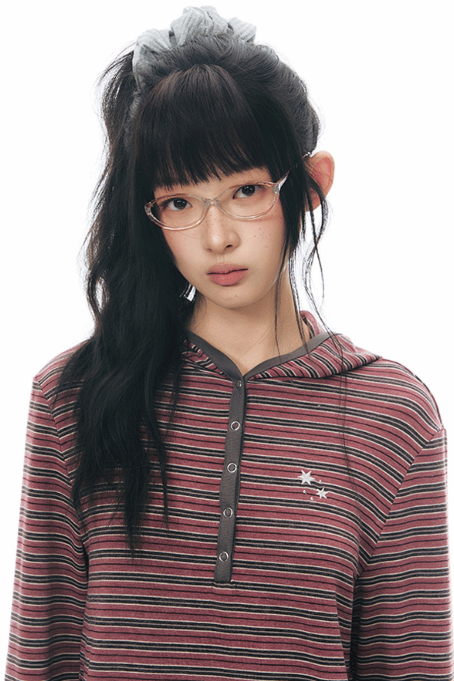 Striped Hooded Color-Block Top