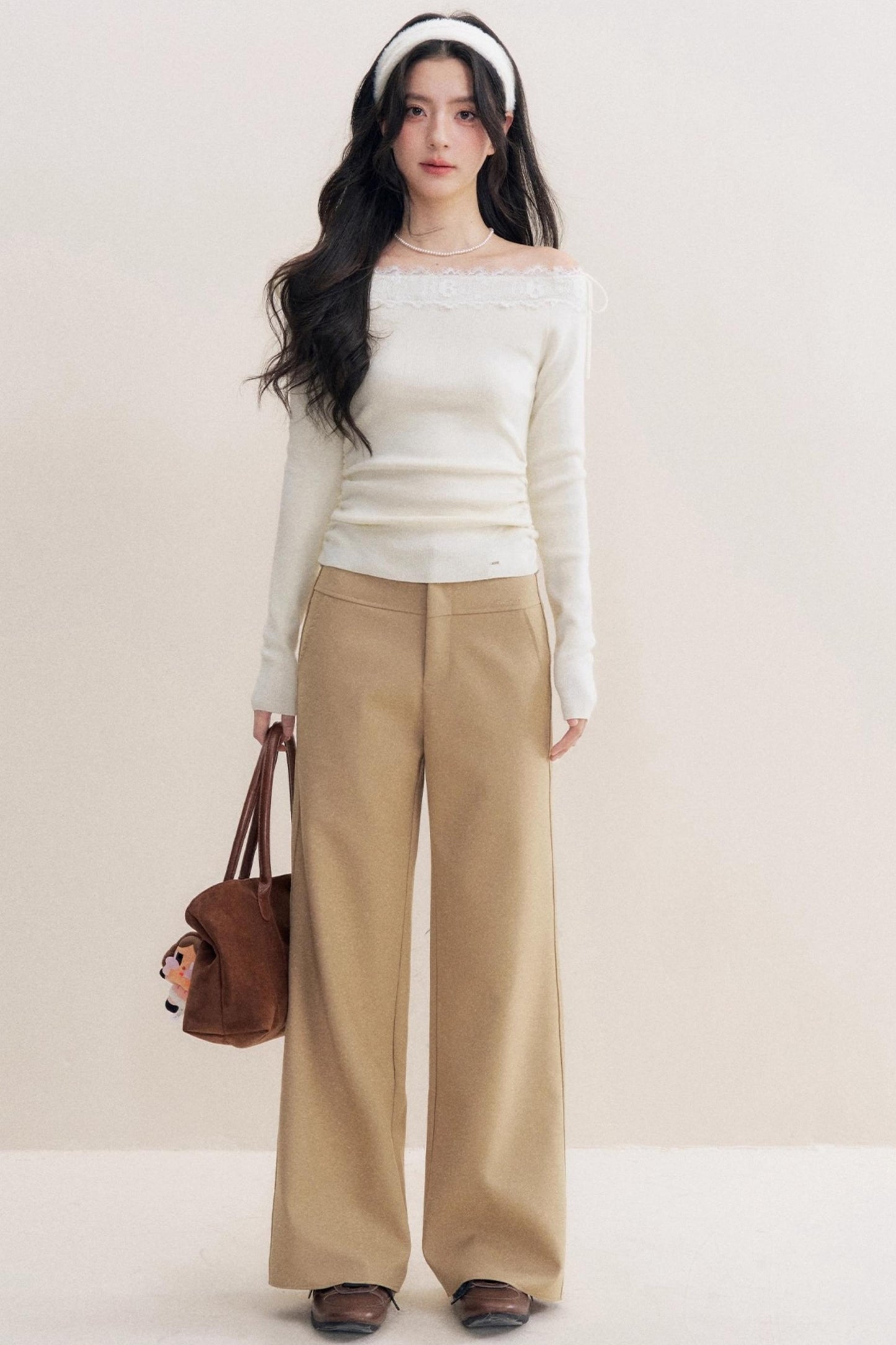 Lace Paneled Long Knit Top