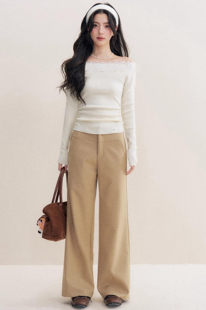 Lace Paneled Long Knit Top