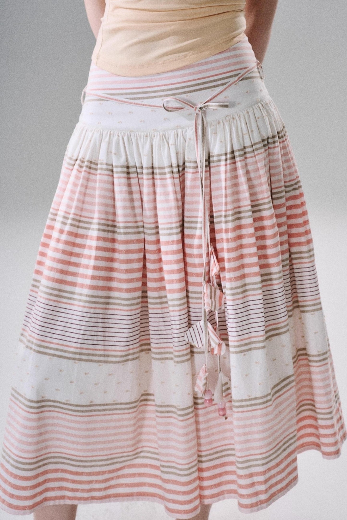 Soft Floral Belted Summer Skirt