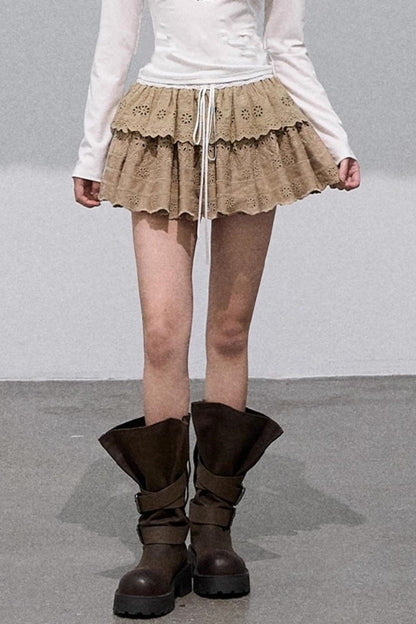 Lyocell Embroidered Puffy Cake Skirt