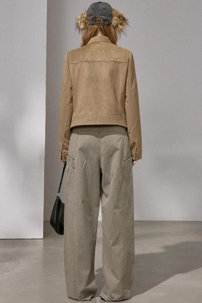 Suede Tailored Short Jacket