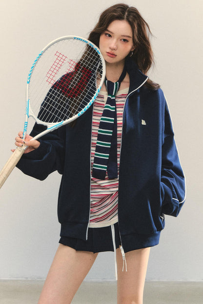 College Style Zipper Two-Piece Set-Up