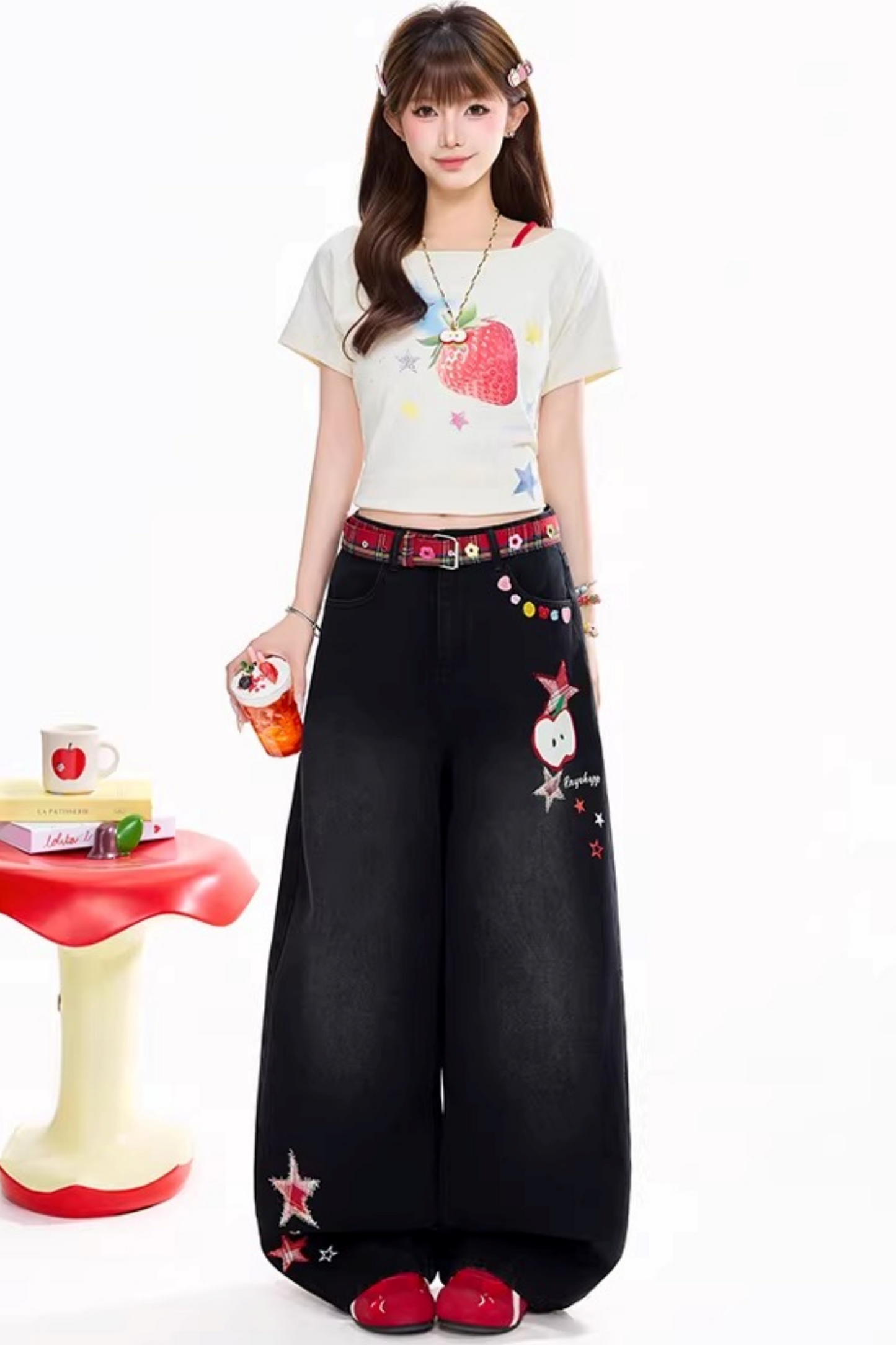 Dopamine Strawberry Off-Shoulder Top