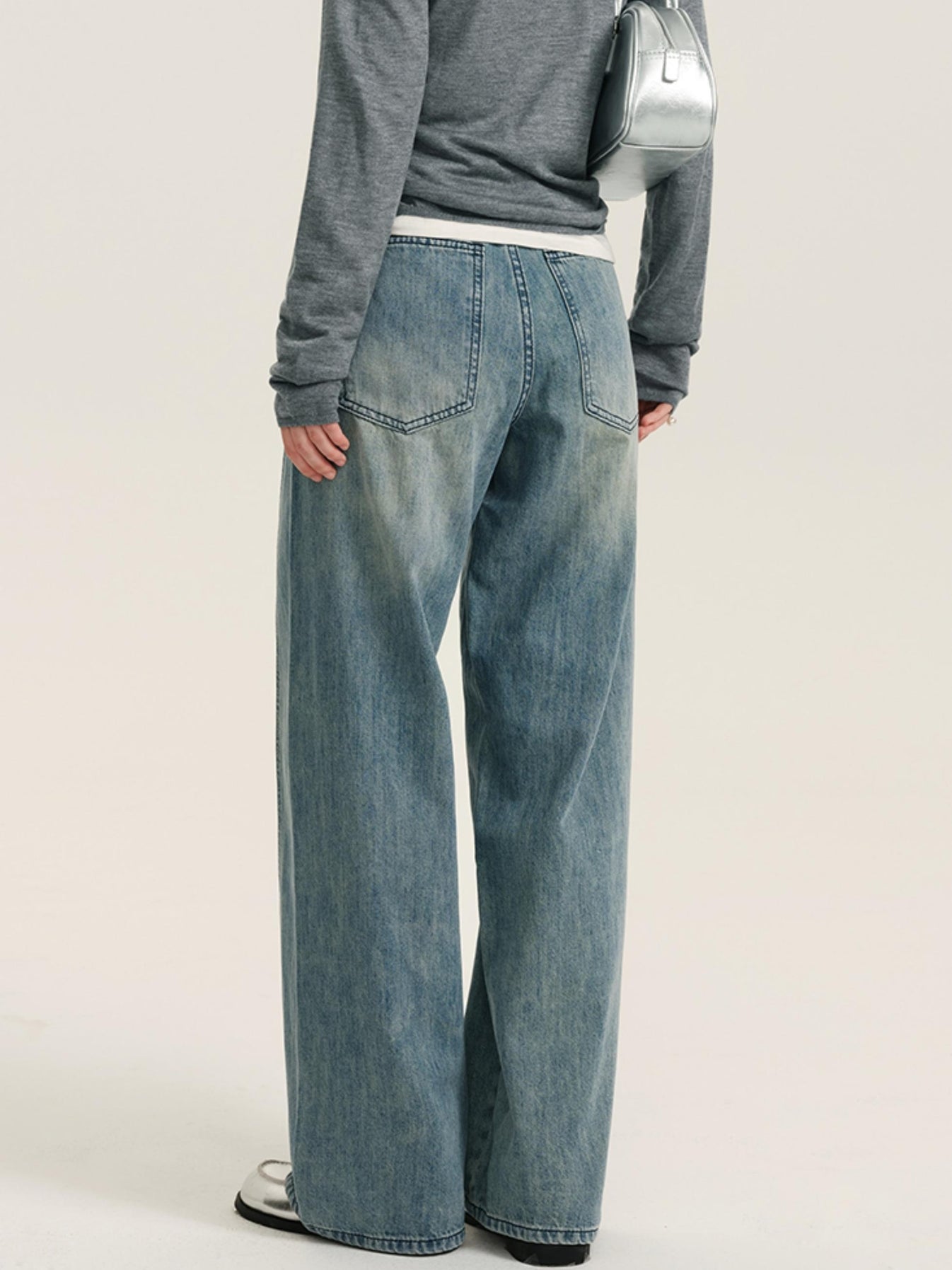 Black Casual Mop Pants_BDHL7137