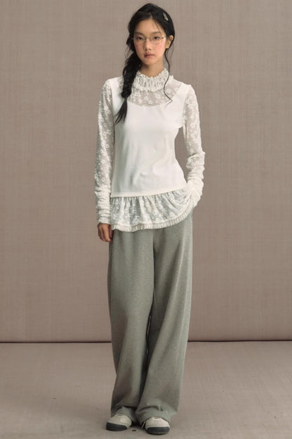 High-Waisted Knitted Wide-Leg Pants