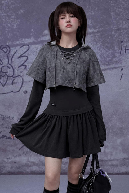 Gray Star Cat Ear Dress Set