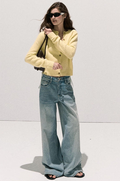 Vintage Crewneck Wool Knit Cardigan