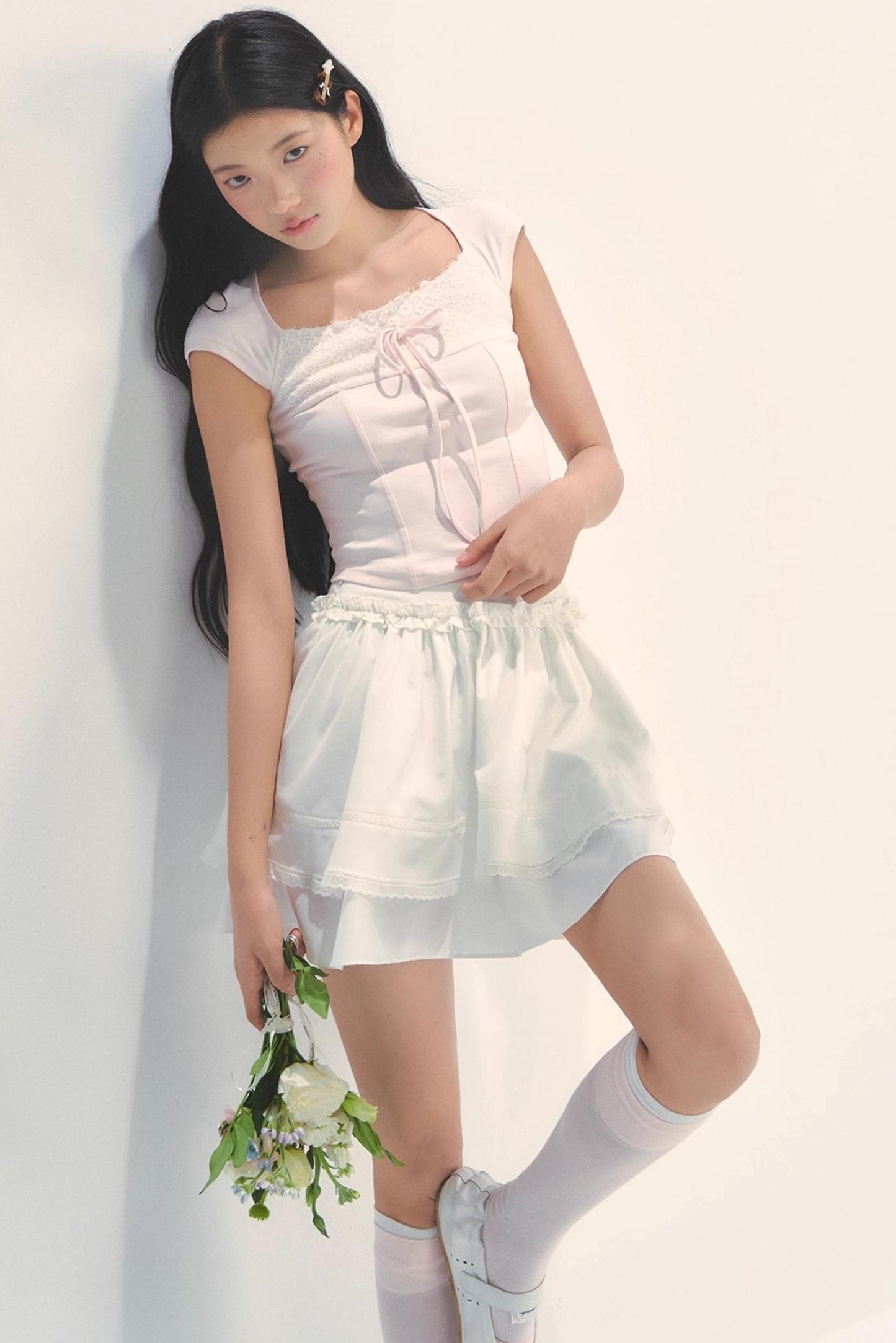 Cotton Lace Peplum Top