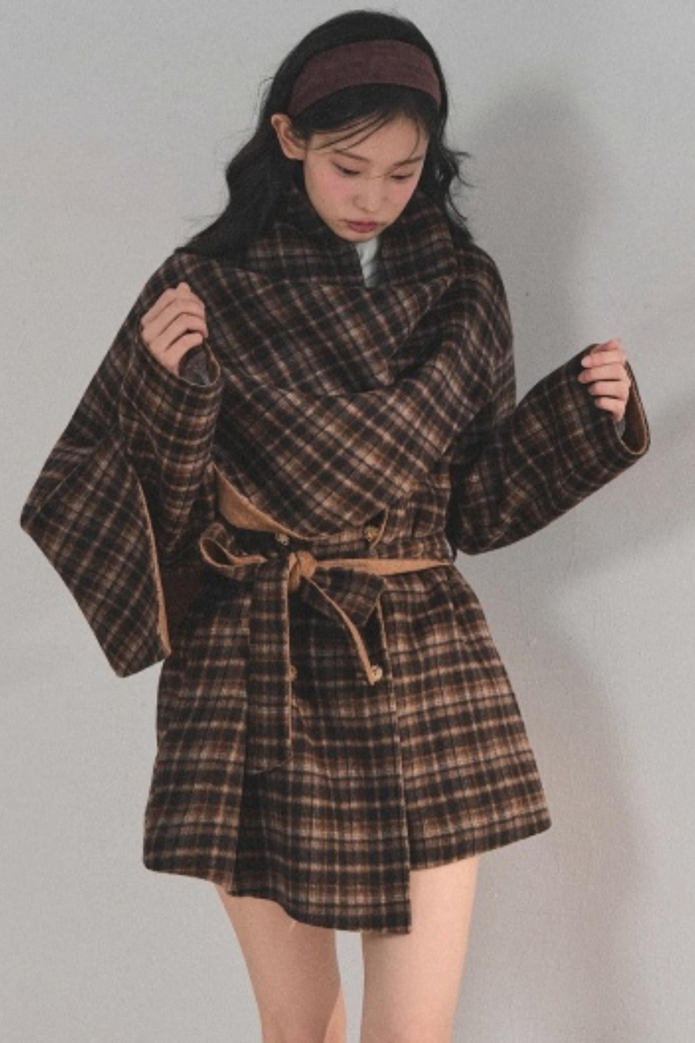 Winter Plaid Wool Coat