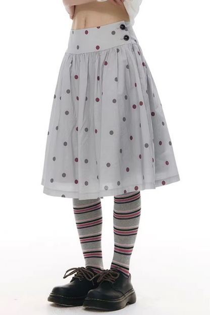 Retro Polka Dot Midi Skirt