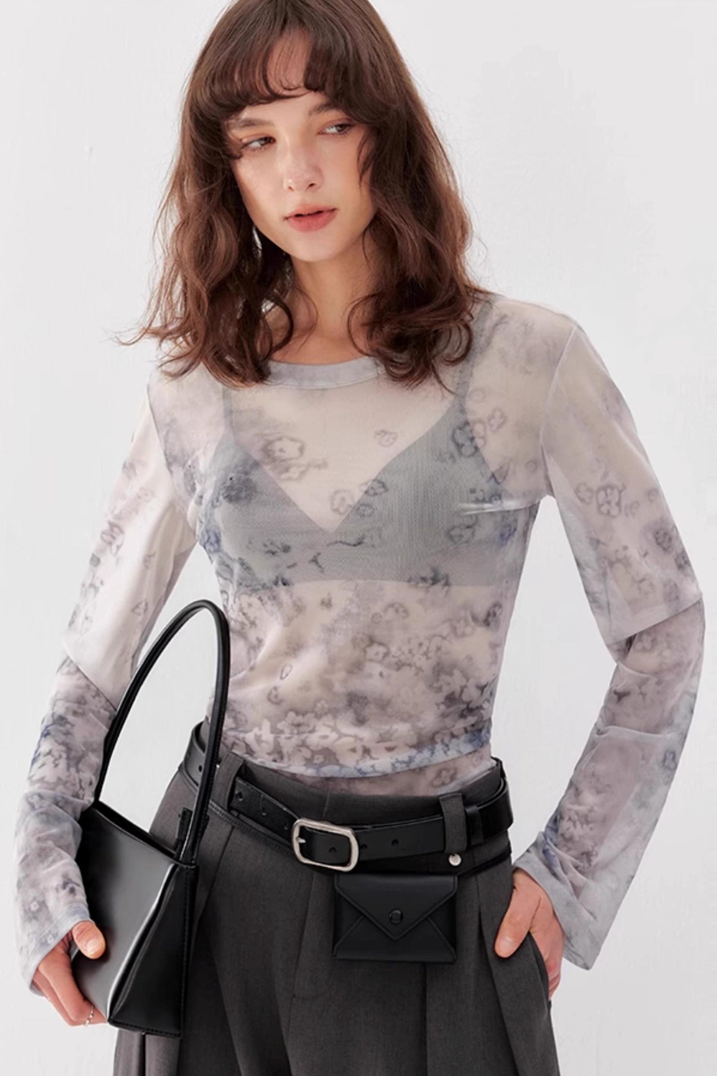 Layered Tulle Triangle Bra Top set-Up