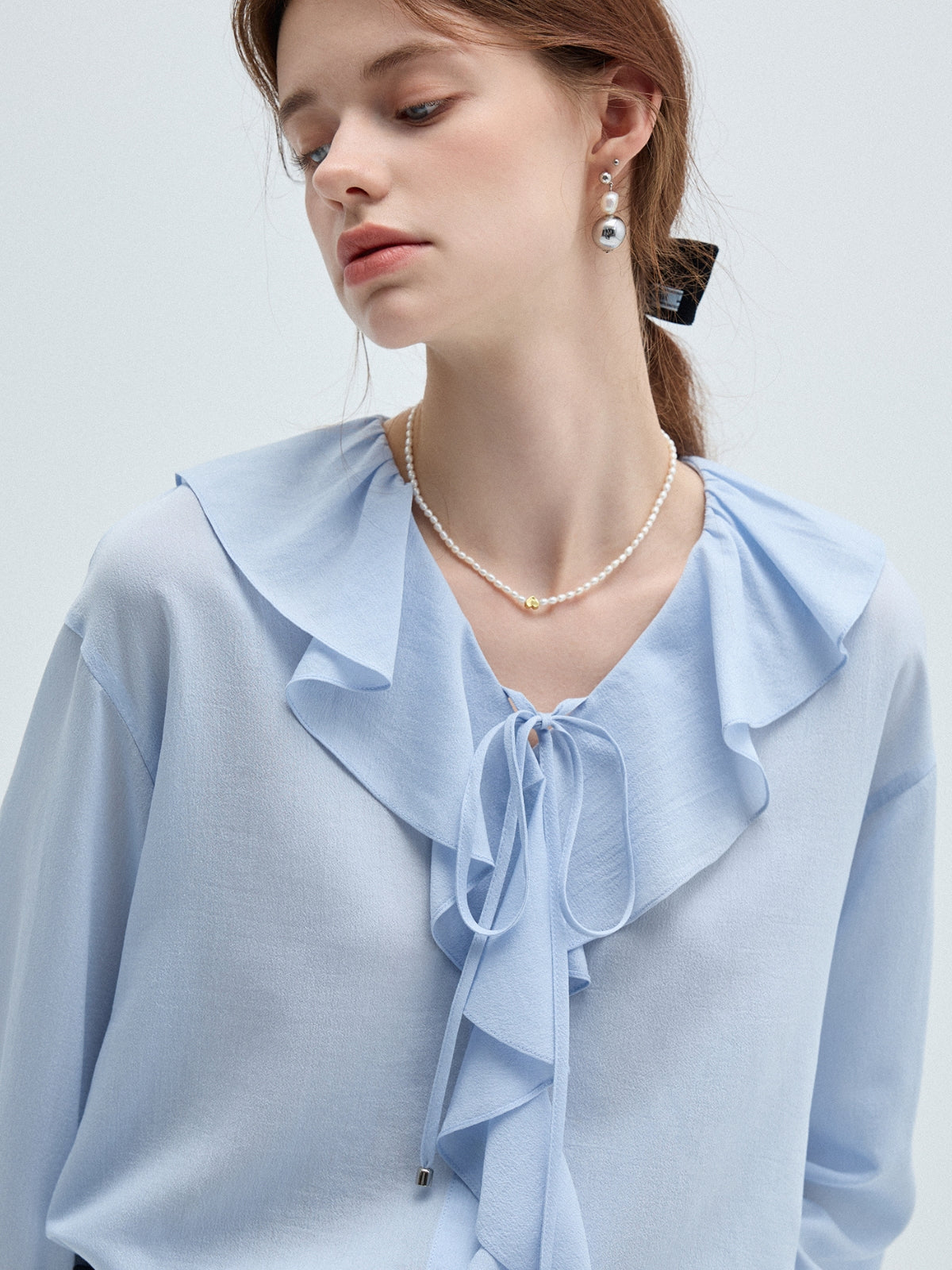 Wave Lace Sweet Chiffon Shirt