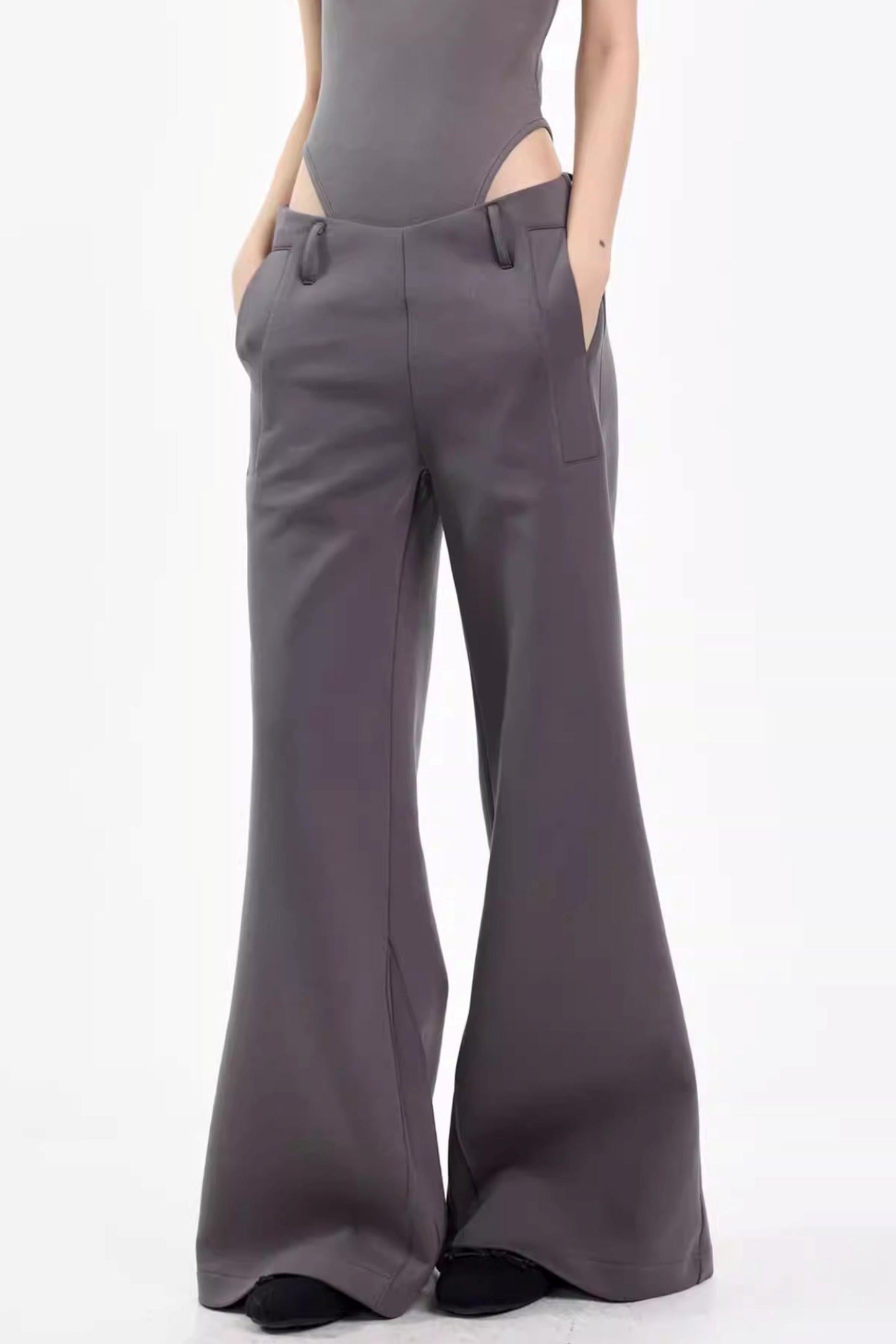 Retro Gray Flared Pants