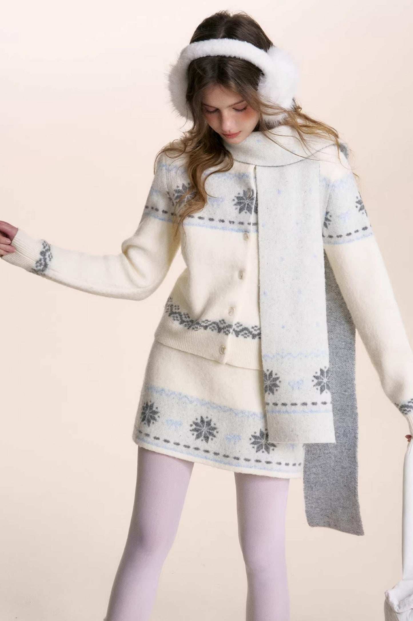 Wool Fair Isle Cardigan Set-Up