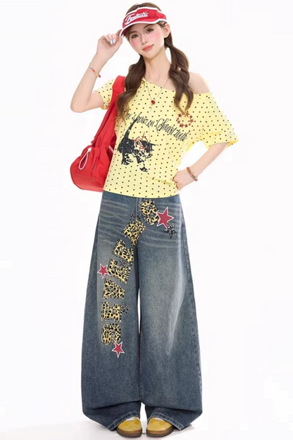 Retro Distressed Denim Pants