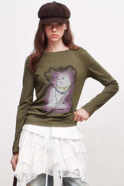 Love Cat Long-Sleeved T-Shirt
