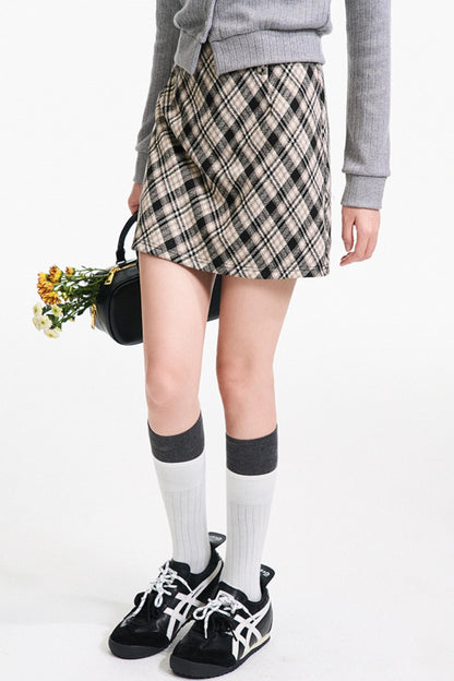 Vintage Diamond Check A-Line Skirt