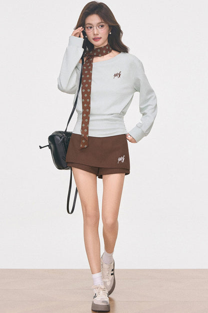 Slanted Shoulder Sweatshirt Set-Up