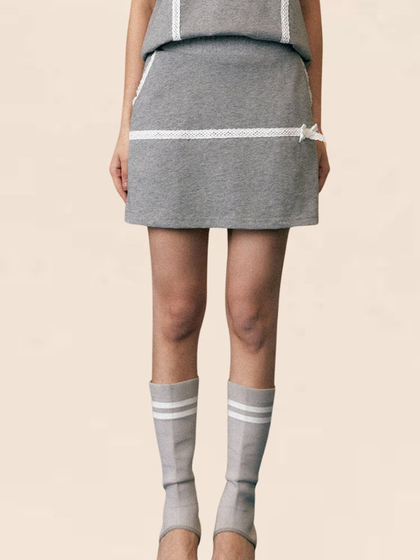 Lace Panelled Skirt Two-Piece Set