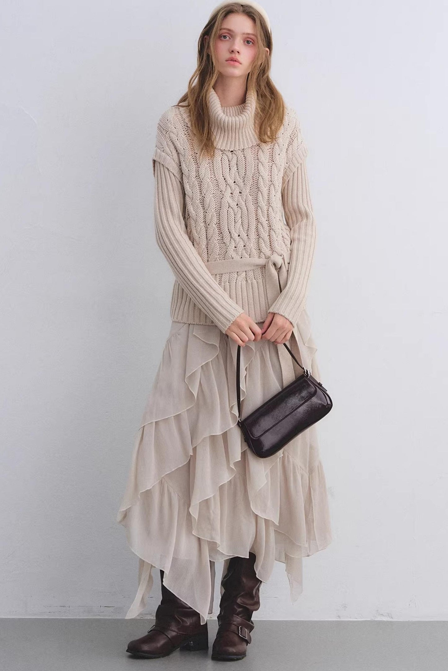 Elastic Chiffon Draping Skirt