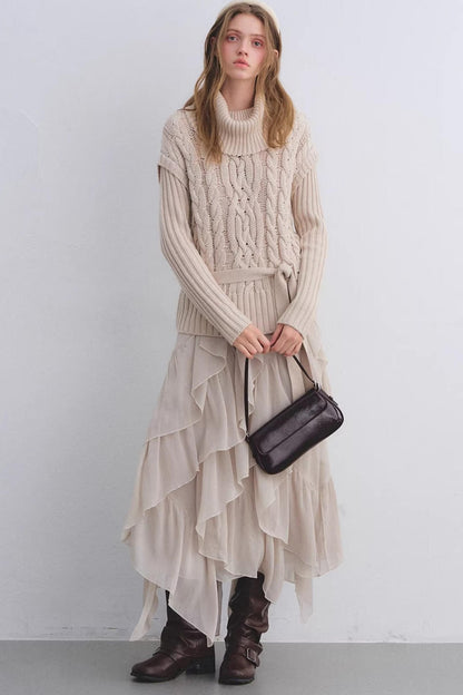 Elastic Chiffon Draping Skirt
