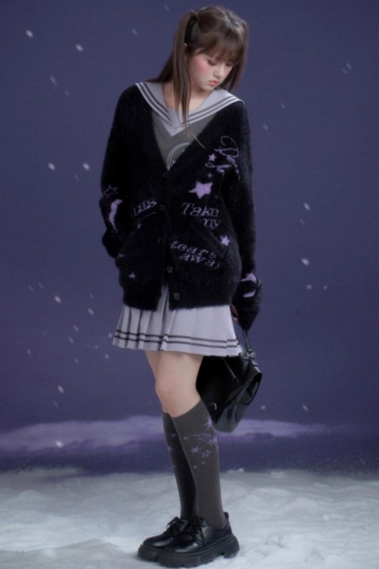 Black and Purple Graffiti Cardigan