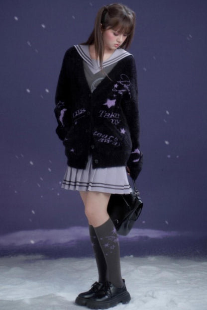 Black and Purple Graffiti Cardigan