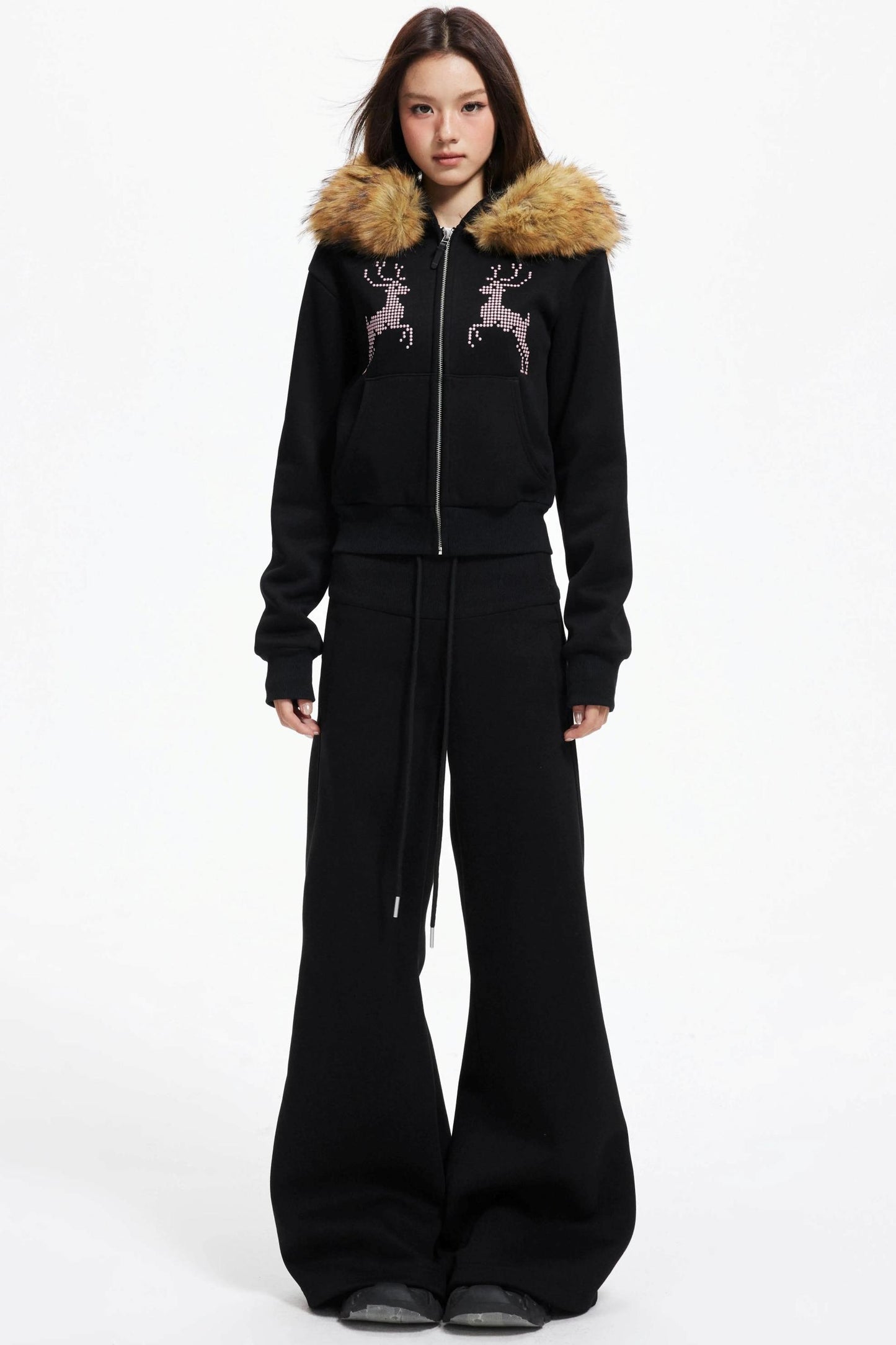 Diamond Deer Hooded Cardigan