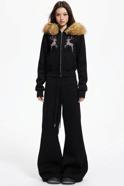 Diamond Deer Hooded Cardigan