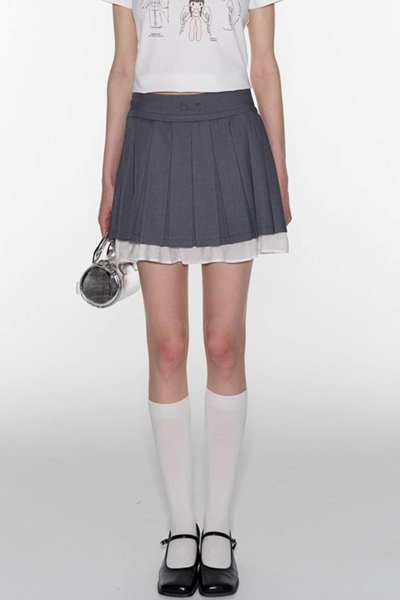 Gray A-Line Lace Skirt