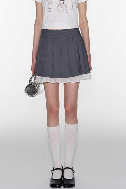 Gray A-Line Lace Skirt