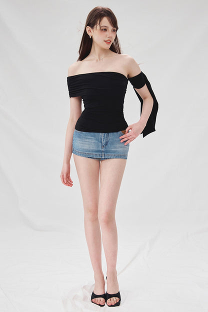 High-Waisted Denim A-Line Skirt