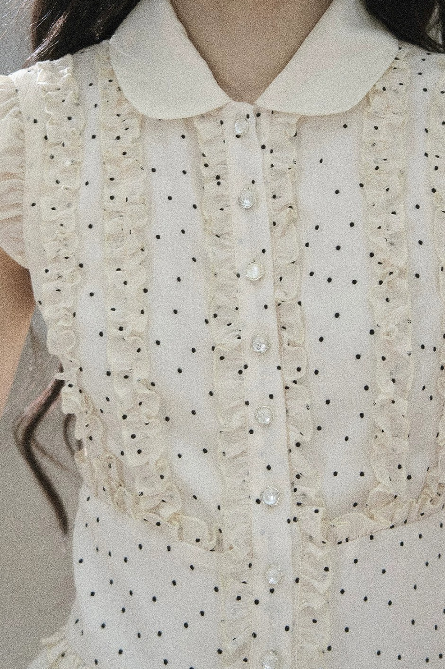 Ruffled Polka Dot Chiffon Blouse