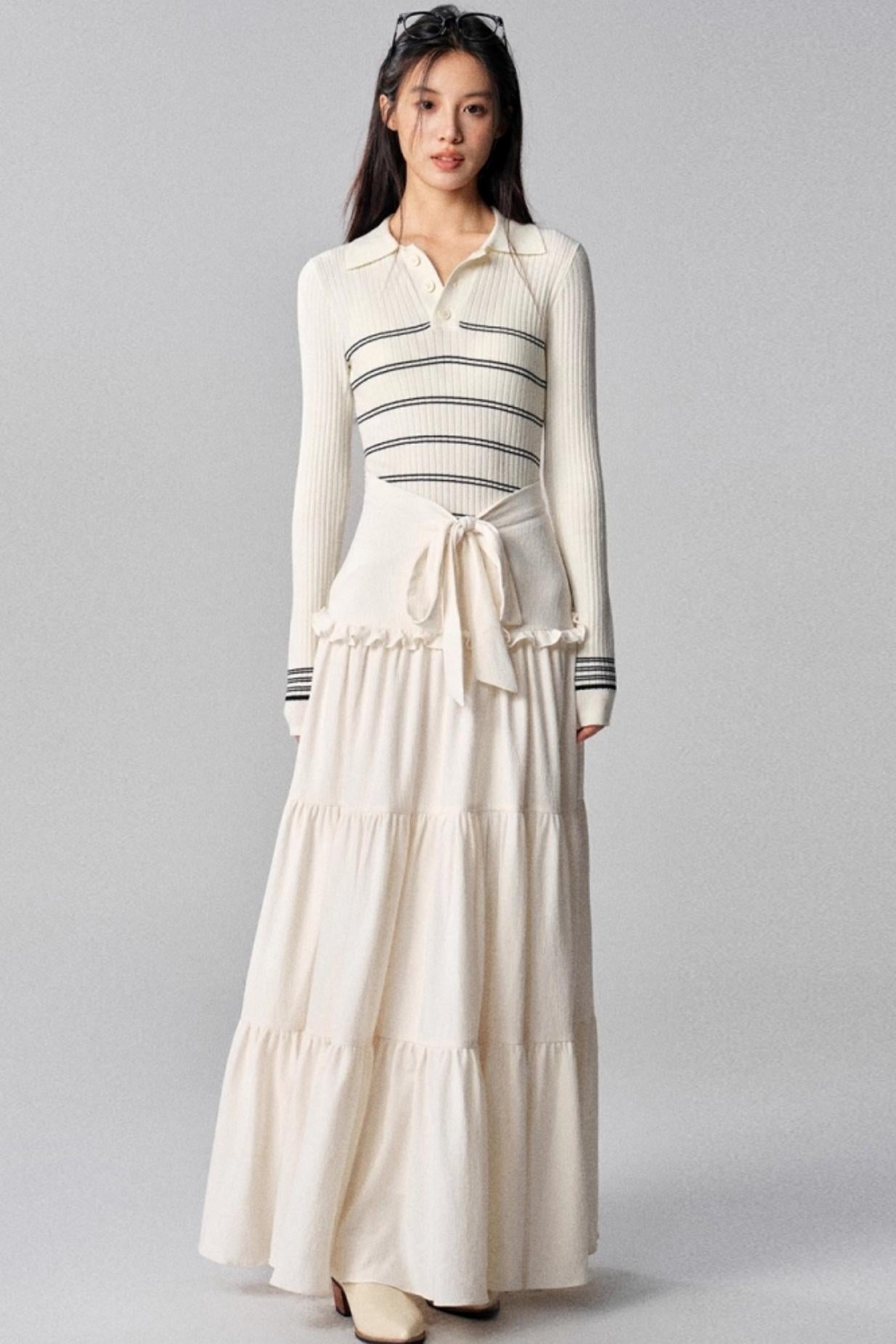 Seas Current Mood Striped Knit Sweater Top