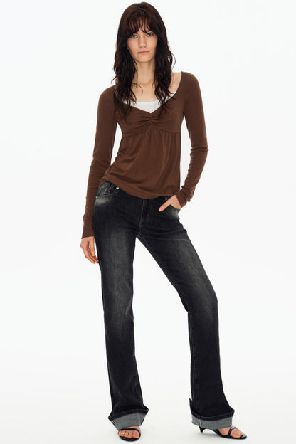 Lace Butterfly Collar Knit Top