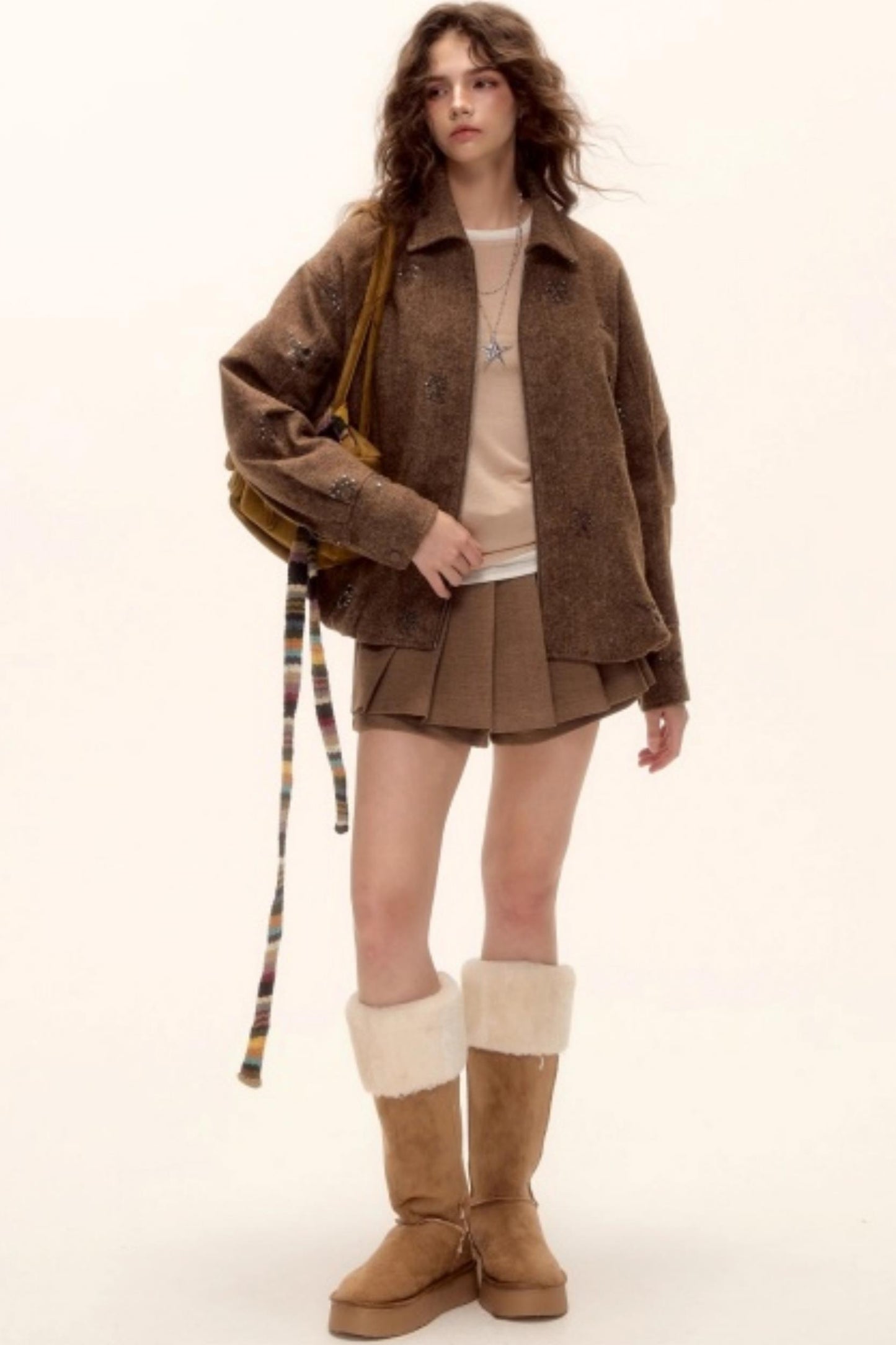 Mohair Pleated Culottes Skirt