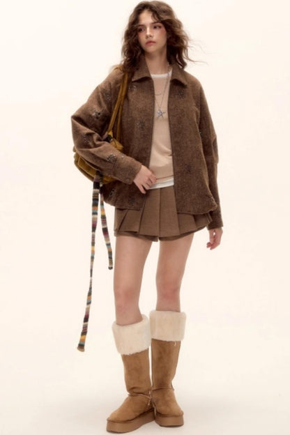 Mohair Pleated Culottes Skirt