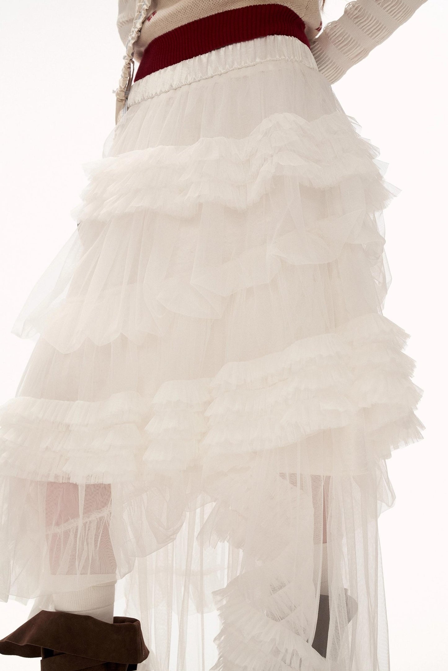 Mesh Asymmetrical Cloud Skirt