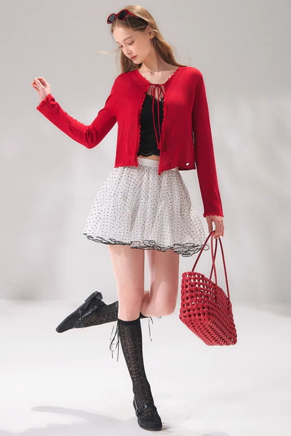 Velvet Polka Dot Skirt Set-Up